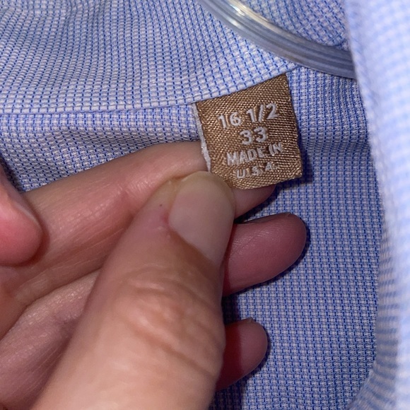 EUC Gitman Bros. Size 16.5 33 Button Front Long Sleeve Dress Shirt Blue  Sharp!! - Picture 4 of 8